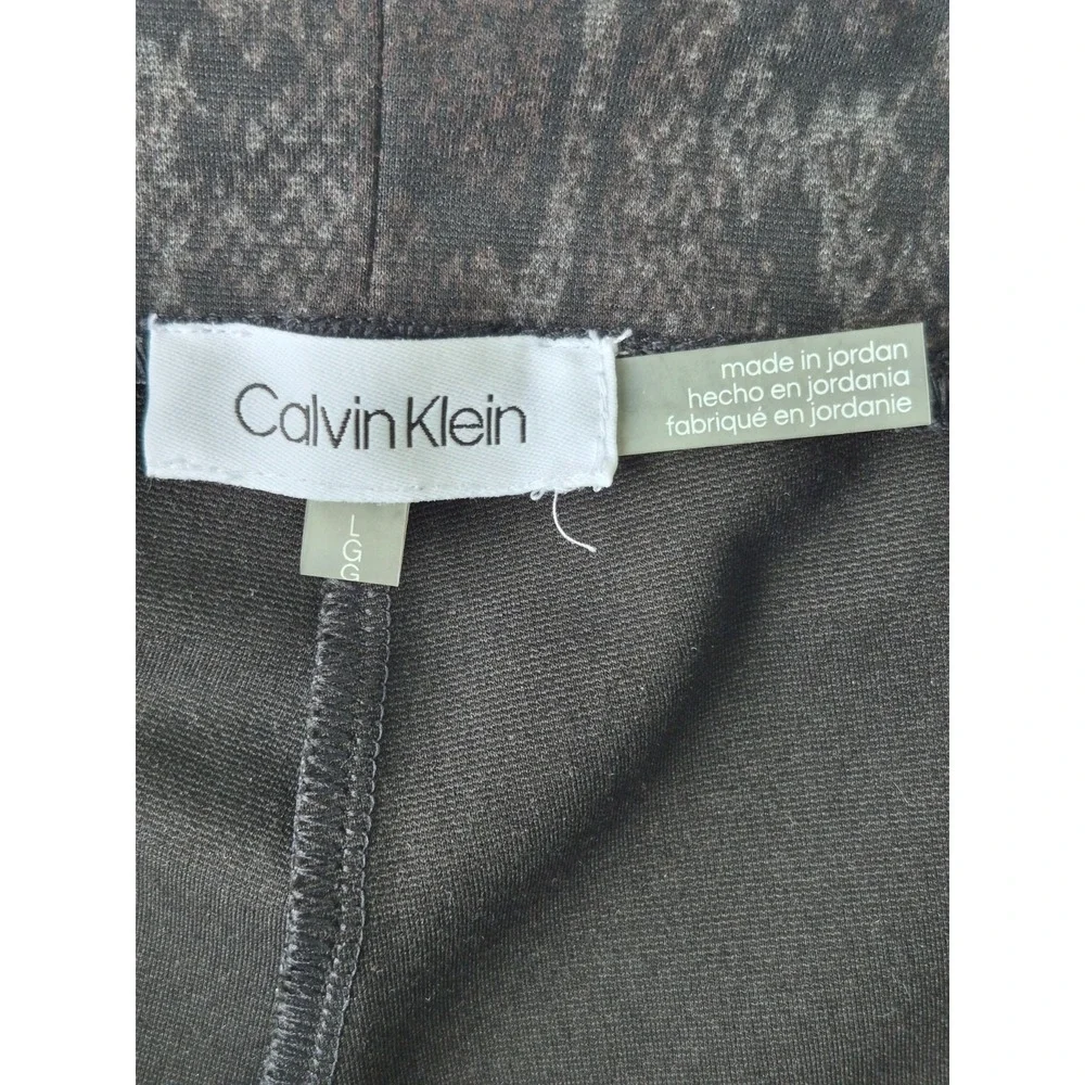Calvin Klein Women's Snake Print Leggings Size L Black Gray Pull On Stretch